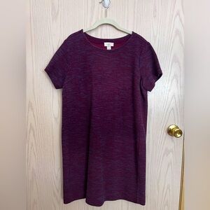 XL Loft Outlet Textured Purple & Blue Shift Dress